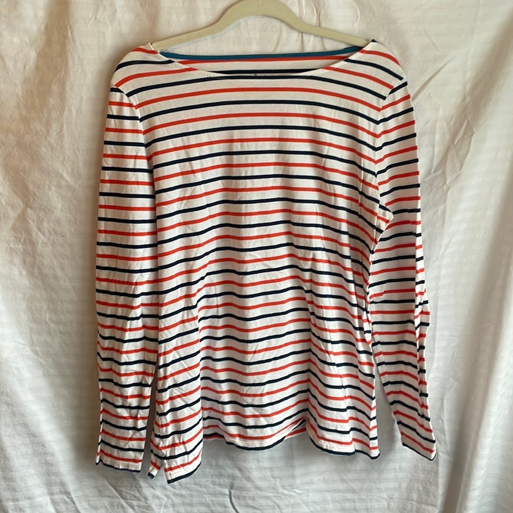 Navy and Orange Striped Boden Top Size 14